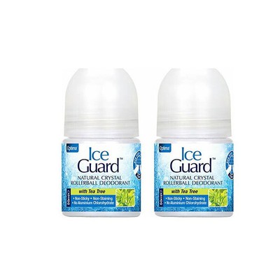 OPTIMA Ice Guard Natural Crystal With Tea Tree Deodorant Roll-On Αποσμητικό Με Άρωμα Τεϊόδεντρου -50% Στο 2ο Προϊόν, 2x50ml