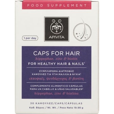 Apivita Caps For Hair Hippophae, Zinc & Biotin 30c