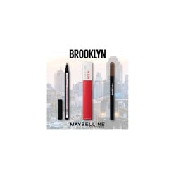 Maybelline Promo Brooklyn Make Up Set With Hyper Easy Eye Liner In Pen Shade Black 0.6gr & Superstay Matte Ink Liquid Lipstick 5ml & Brow Satin Duo Eyebrow Pencil & Shadow 8ml
