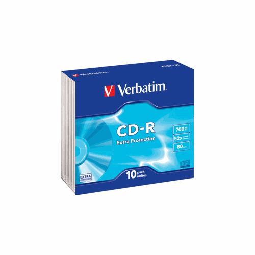 VERBATIM CD-R SLIM 700MB 52X DATALIFE 10Τ.