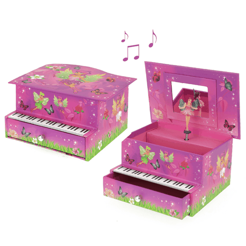 Kuti Bizhuterishë Rozë Me Muzikë Piano & Balerinë