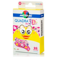Master Aid Quadra Girls 3D - Χρωματιστοί επίδεσμοι για κορίτσια, 20τμχ. 