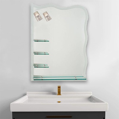 Bathroom Mirror 75Χ90 with 4 shelves and 2 lights