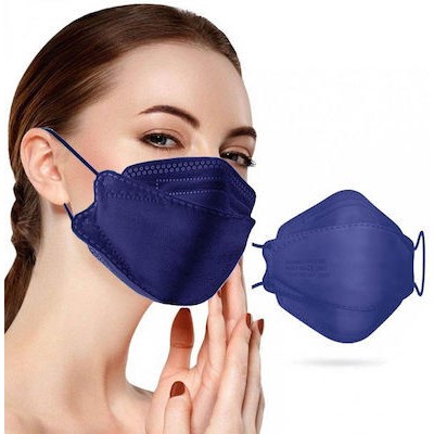 FAMEX 3D Extra Comfort Fish Style Μάσκα Υψηλής Προστασίας Ενηλίκων FFP2 Σε Μπλε Σκούρο Χρώμα 50 Τεμάχια