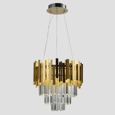 Pendant Light Led Gold With Glass With Crystal 27W