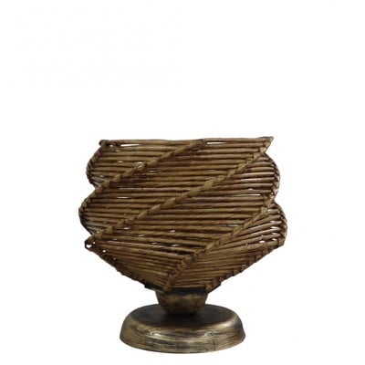 Table Lamp Osaka Brown Bamboo With Plastic Bronze 