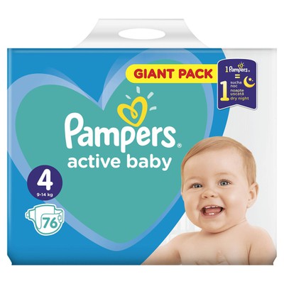 PAMPERS Βρεφικές Πάνες Active Baby No.4 9-14Kgr 76 Τεμάχια Giant Pack
