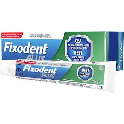 FIXODENT Plus Best Fresh Breath Technology Στερεωτική Κρέμα Για Τεχνητές Οδοντοστοιχίες, Κατά Της Δυσάρεστης Αναπνοής 40gr