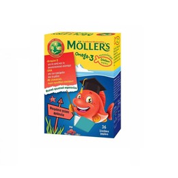 Mollers Omega-3 Ζελεδάκια-Ψαράκια με Γεύση Φράουλα 36τμχ