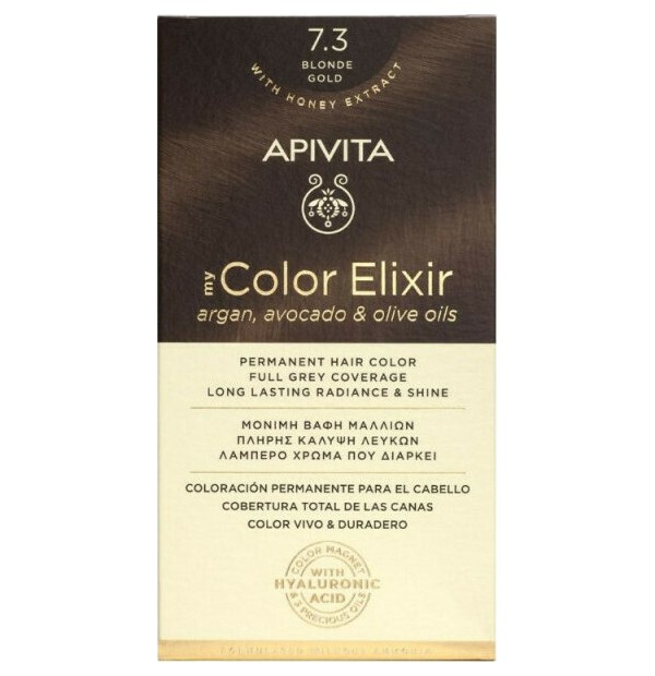 Apivita My Color Elixir Νο 7.3 Βαφή Μαλλιών Ξανθό Χρυσό με Έλαια Άργκαν, Αβοκάντο & Ελιάς, 1τεμ