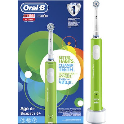 ORAL B Junior Επαναφορτιζόμενη Ηλεκτρική Οδοντόβουρτσα Για Παιδιά Άνω Των 6 Ετών Σε Πράσινο Χρώμα