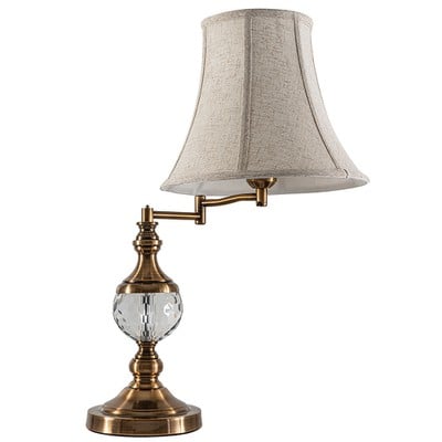 Table Lamp Brass Bass With Crystals And Beige Lamp