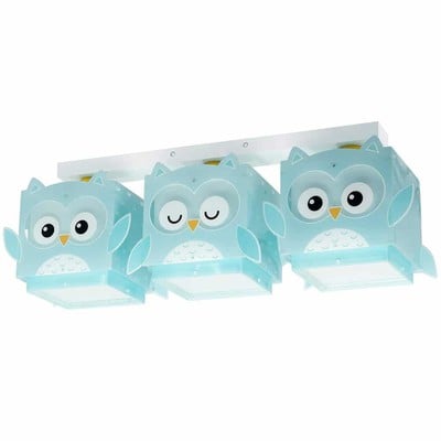 Kid'S Rail Ceiling Light Little Owl 3Xe27 60W