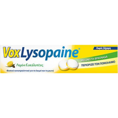 VOX Lysopaine Καραμέλες για το Λαιμό με Γεύση Λεμόνι & Ευκάλυπτο x18 Τροχίσκοι