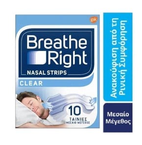 Breath Right Clear Medium Size Nasal Strips, 10 St