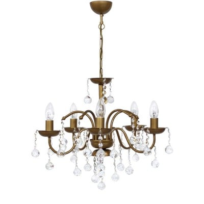 Pendant Light Chandelier 5xE14 Metal With Crystals