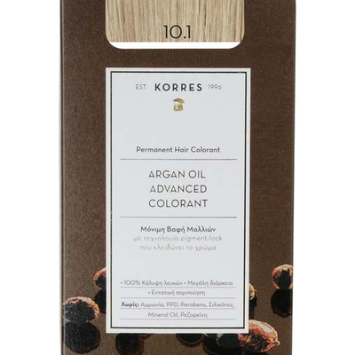 KORRES Argan Oil Advanced Colorant Βαφή Μαλλιών 10.1 Ξανθό Πλατίνας Σαντρέ