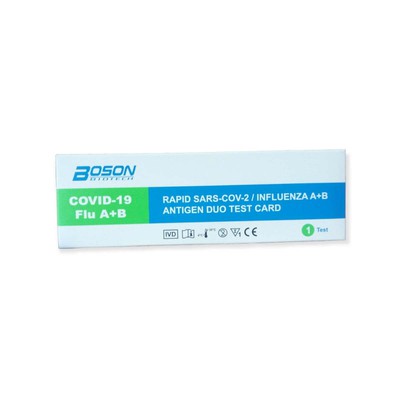 BOSON Rapid Sars-CoV-2 / Influenza A+B Antigen Duo Test Card Διαγνωστικό Τεστ Ταχείας Ανίχνευσης Αντιγόνων Covid-19 & Γρίπης Με Ρινικό Δείγμα 1 Τεμάχιο