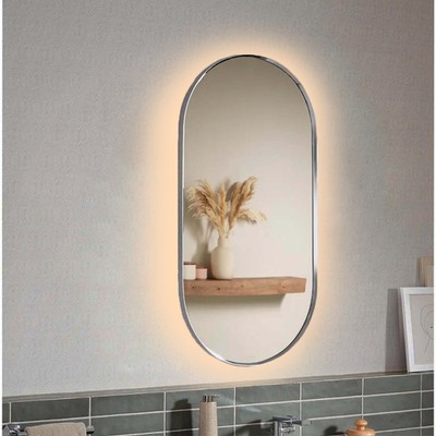 Wall mirror oval capsule oval with led, 45x90 stai