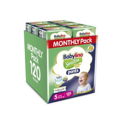 Babylino Pants Cotton Soft Unisex Monthly Pack Diapers Size 5 Junior (10-16kg) 120 diapers pants