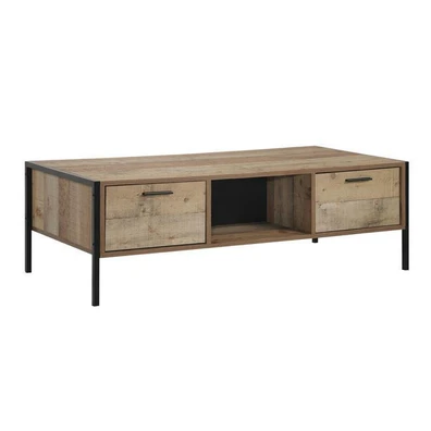 Τραπεζάκι Σαλονιού με Συρτάρια Antique Oak 124x60x