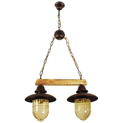 Pendant Light 2 Lights Rail Honey Color Glass