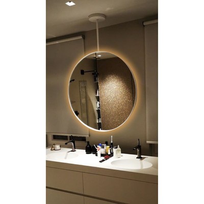 Pendant bathroom ceiling mirror round with led Φ50