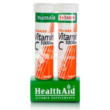 Health Aid Vitamin C 1000mg (Πορτοκάλι), 2 x 20 eff. tabs (1+1 Δώρο)