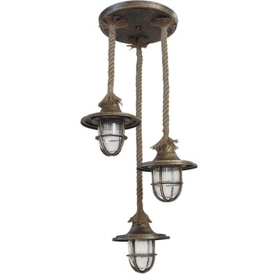 Pendant Light 3 Lights With Rope Bronze Lp-700 E27