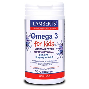 LAMBERTS Omega 3 for kids γεύση φραγκοστάφυλλο 30 