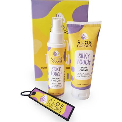 ALOE COLORS Silky Touch Gift Set Body Cream-Γαλάκτωμα Σώματος 100ml & Hair & Body Mist-Ενυδατικό Σπρέι Σώματος & Μαλλιών 100ml & ΔΩΡΟ Πολύχρωμο Μπρελόκ