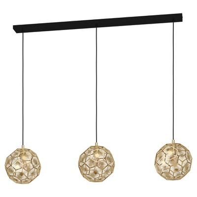 Pendant Light Skoura Black Rail With Brass Shades 