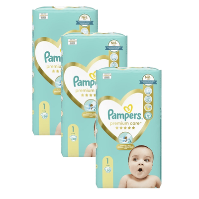 PAMPERS  Premium Care Newborn Value Pack Νo1 Για 2-5kg 150 Τεμάχια ( 3 Συσκευασίες Των 50 Τεμαχίων )