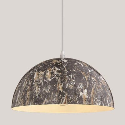 Pendant Light With Marble Pattern 1Χε27 Ø40 Black 