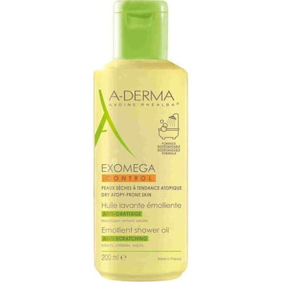 ADERMA Exomega Control Emollient Shower Oil Anti-Scratching Καθαρισμός Για Ξηρό Δέρμα Ή Για Δέρμα Με Τάση Ατοπίας 200ml 