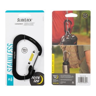 Carabiner Ανοξείδωτο SlideLock, Μαύρο, Size 2 