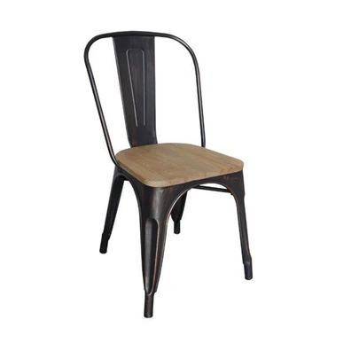 Καρέκλα Στοιβαζόμενη Wood Natural Oak/ Μέταλλο Βαφ
