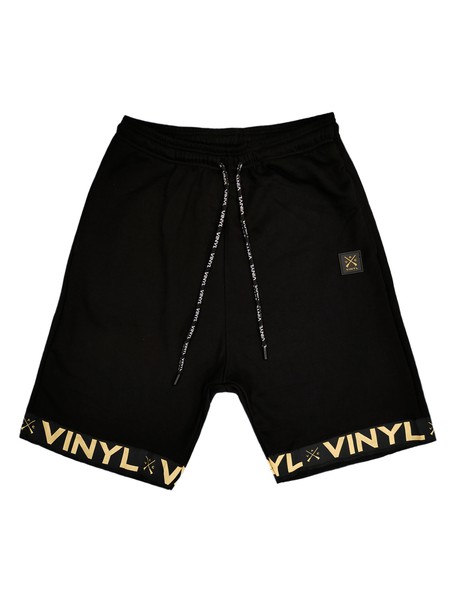 Vinyl art clothing black shorts with logo tape	