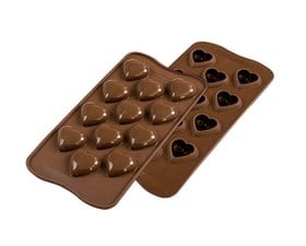 Silikomart Φόρμα Σιλικόνης 3D Για 12 Σοκολατάκια Καρδιά 8Ml, 11X24X1,5cm- Καφε