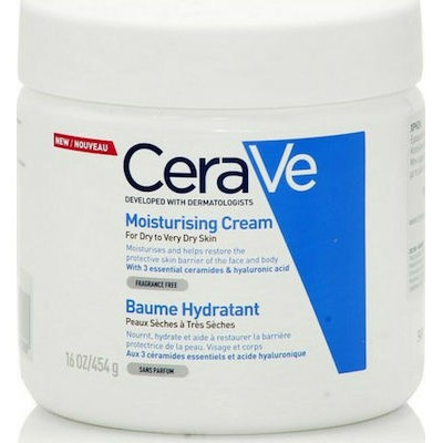 CERAVE Moisturising Cream Ενυδατική Κρέμα Για Πρόσωπο & Σώμα Για Ξηρό/Πολύ Ξηρό Δέρμα Χωρίς Άρωμα, 454ml