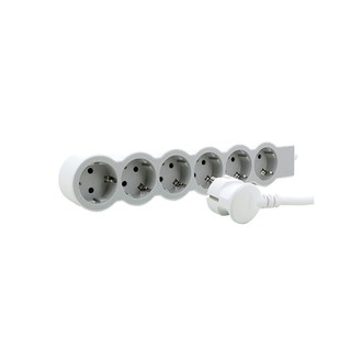 Socket Outlet Standard 6-Way Cable 3m White/Gray