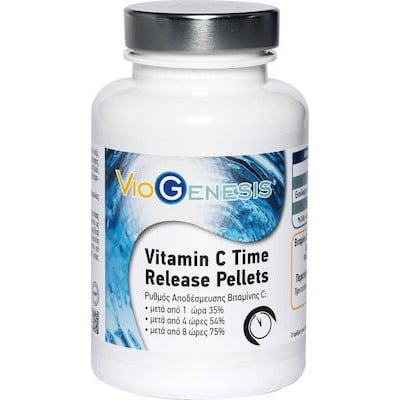 VIOGENESIS Vitamin C Time Release Original Pellets Triple Phase Βιταμίνη C Βραδείας Αποδέσμευσης Σε Μορφή Pellets 120 Κάψουλες