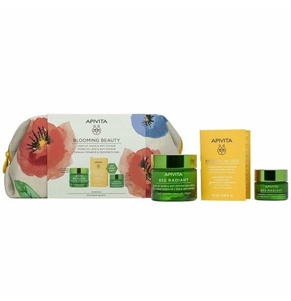 Apivita Blooming Beauty Bee Radiant Ελαφριά Υφή, 40ml & GIFT Beessential Oil, 1,6ml & Bee Radiant, 15ml & beauty pouch.