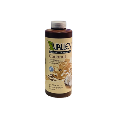 VALLEY Natural Shower Gel Coconut Αφρόλουτρο Με Φυσικά Εκχυλίσματα Αλόης - Ρόδι & Άρωμα Καρύδας 300ml            