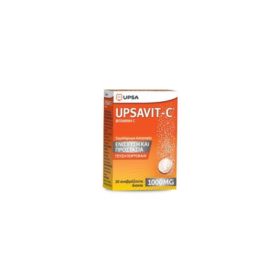 UPSAVIT-C Βιταμίνη C 1000mg Με Γεύση Πορτοκάλι x20 Αναβράζοντα Δισκία