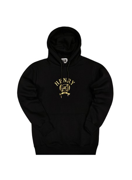 Henry clothing black gold emplem logo hoodie