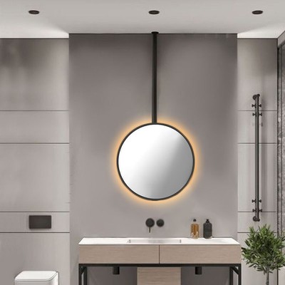 Pendant bathroom ceiling mirror round with led Φ60
