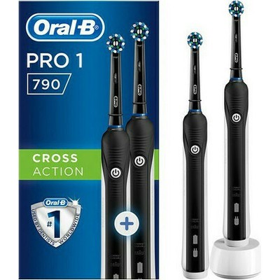 ORAL-B Electric Toothbrush Pro-1 790 Cross Action Black Edition Set of 2 Pieces