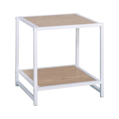 Κομοδίνο Μέταλλο Βαφή Άσπρο / MDF Φυσικό 48x44x50c
