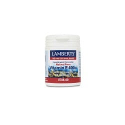 Lamberts Vitamin E 400iu Natural Form As D-Alpha Tocopherol Συμπλήρωμα Διατροφής Με Φυσική Βιταμίνη Ε Με Αντιοξειδωτική Δράση 60 κάψουλες
